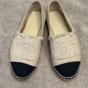Chanel Beige and Black Espadrilles